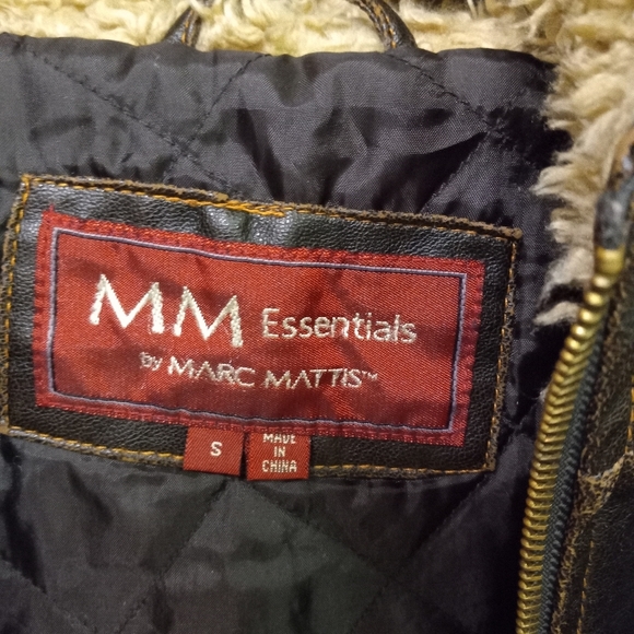 MM Essentials Marc Mattis Hoodie Jacket Brown Faux Leather Quilti edSize S/38 - Picture 4 of 10